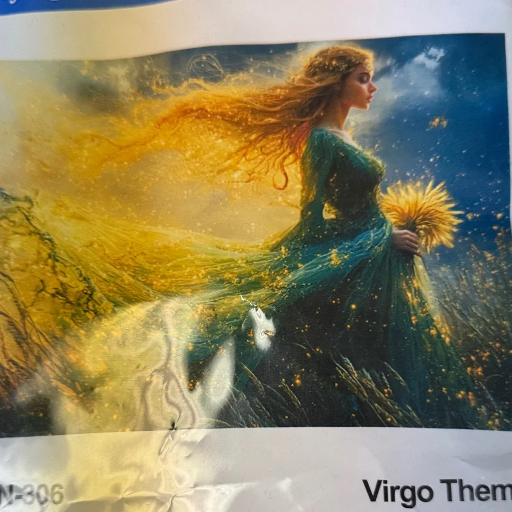 Zodiac Theme Tapestry - Virgo Theme with Blue and Yellow Design 98x71 inches